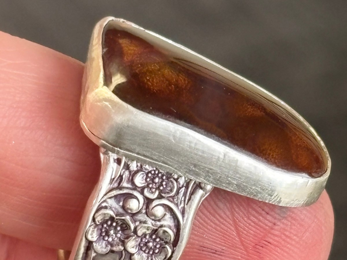 Fire Agate with a floral Gorham&nbsp;band